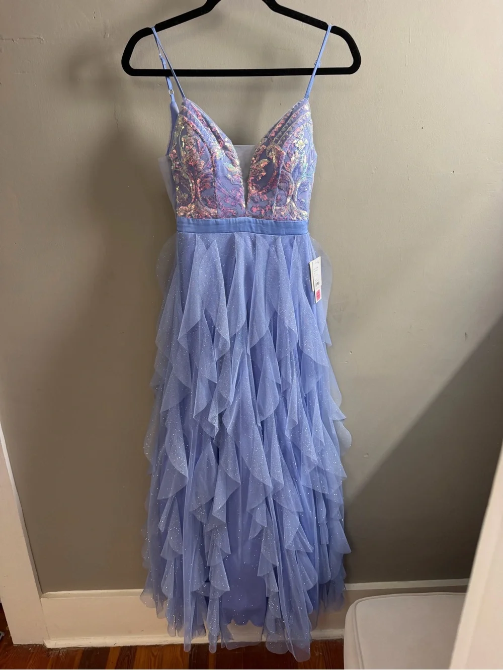 Lavender Sequin Ruffle Evening/Prom Dress